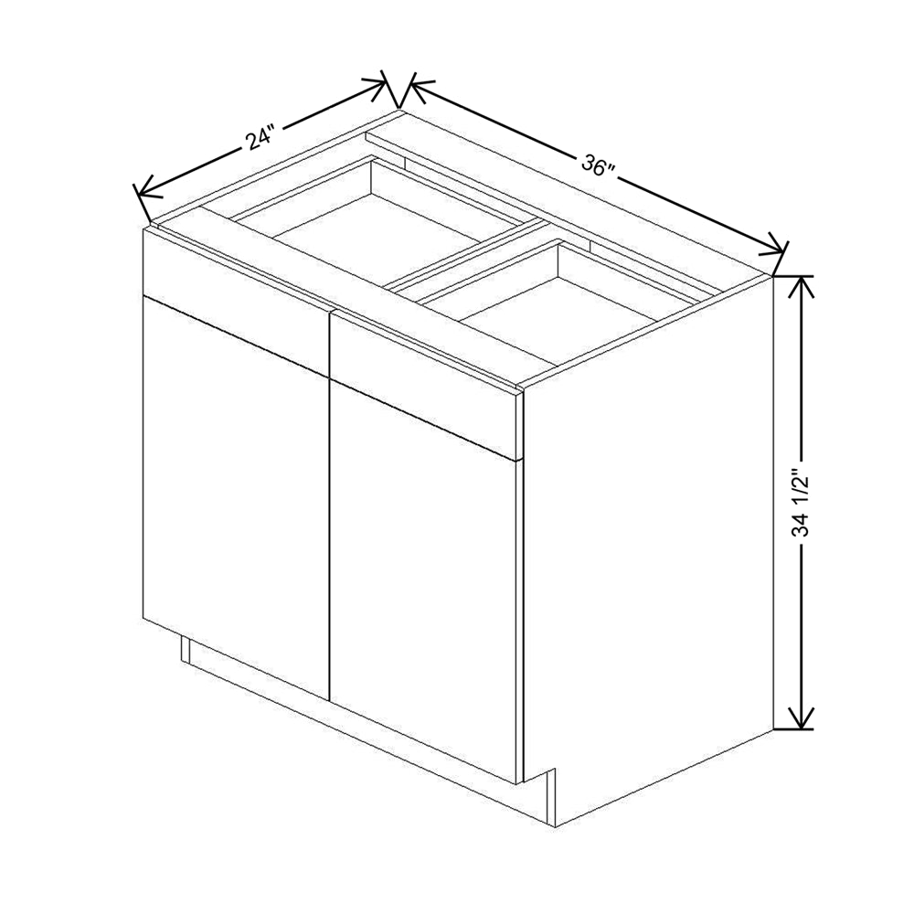 CNC Concord Elegant Ocean 36" W 2 Drawer Double Door Base Cabinet