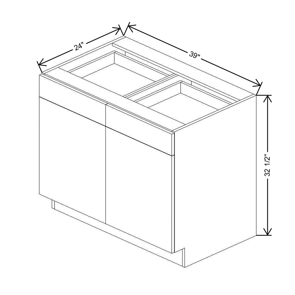 CNC Classic Broadway Coastal 39" W X 32 1/2" H Double Door 2 Drawer Base Cabinet