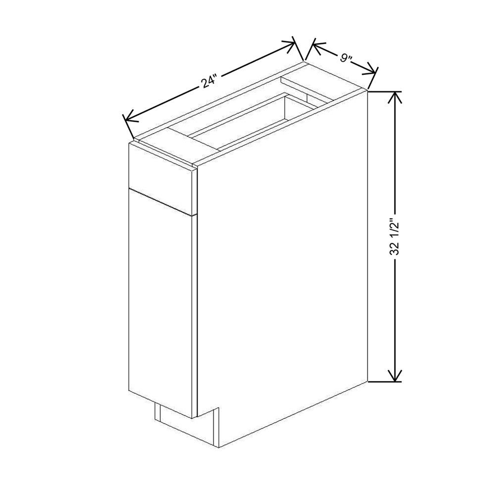 CNC Luxor White 09" W X 32 1/2" H Single Door Base Cabinet