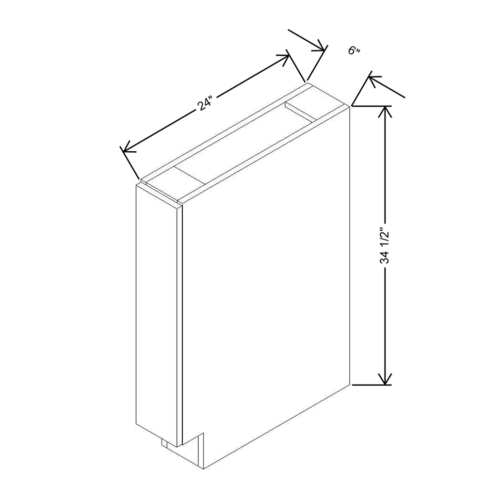 CNC Concord Park Ave White 06" W X 34 1/2" H Base Spice Cabinet