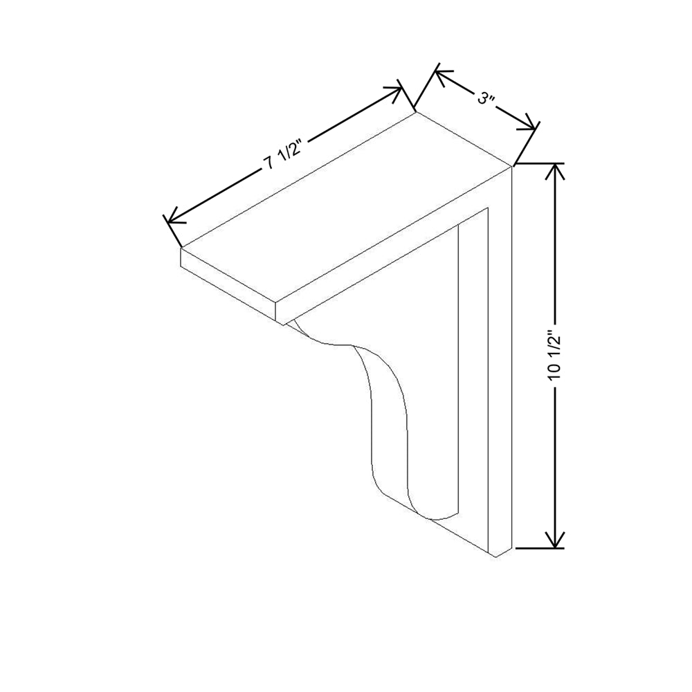 CNC Luxor 5-Piece White 3" W X 7 1/2" H X 10 1/2" D Corbel