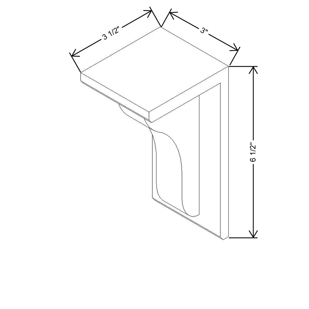 CNC Luxor 5-Piece White 3" W X 6 1/2" H X 3 1/2" D Corbel