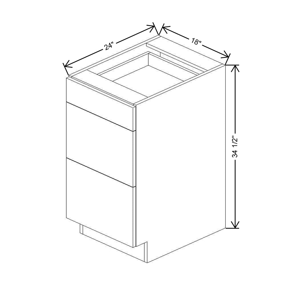 CNC Concord Richmond White 18" W 3 Drawer Base Cabinet