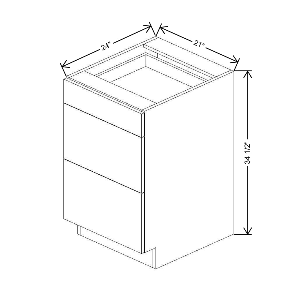 CNC Concord Elegant Ocean 21" W 3 Drawer Base Cabinet