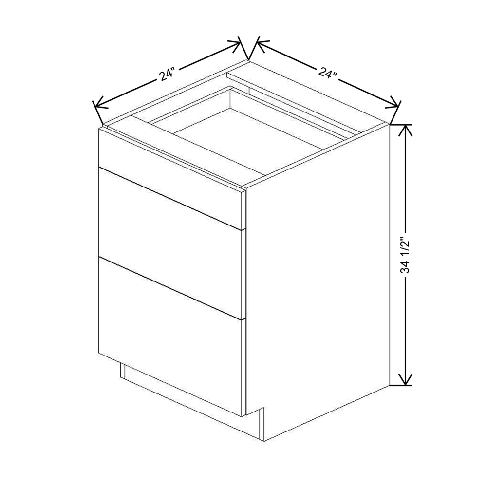 CNC Classic Broadway Chestnut 24" W 3 Drawer Base Cabinet