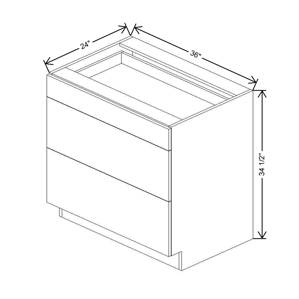 CNC Classic Milano Mirage 36" W 3 Drawer Base Cabinet