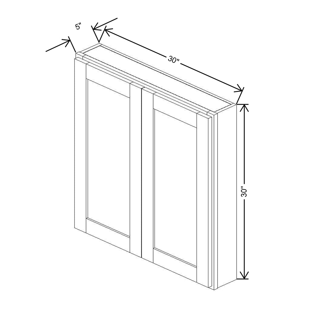 CNC Luxor 5-Piece White 30" W X 30" H Double Door Medicine Cabinet