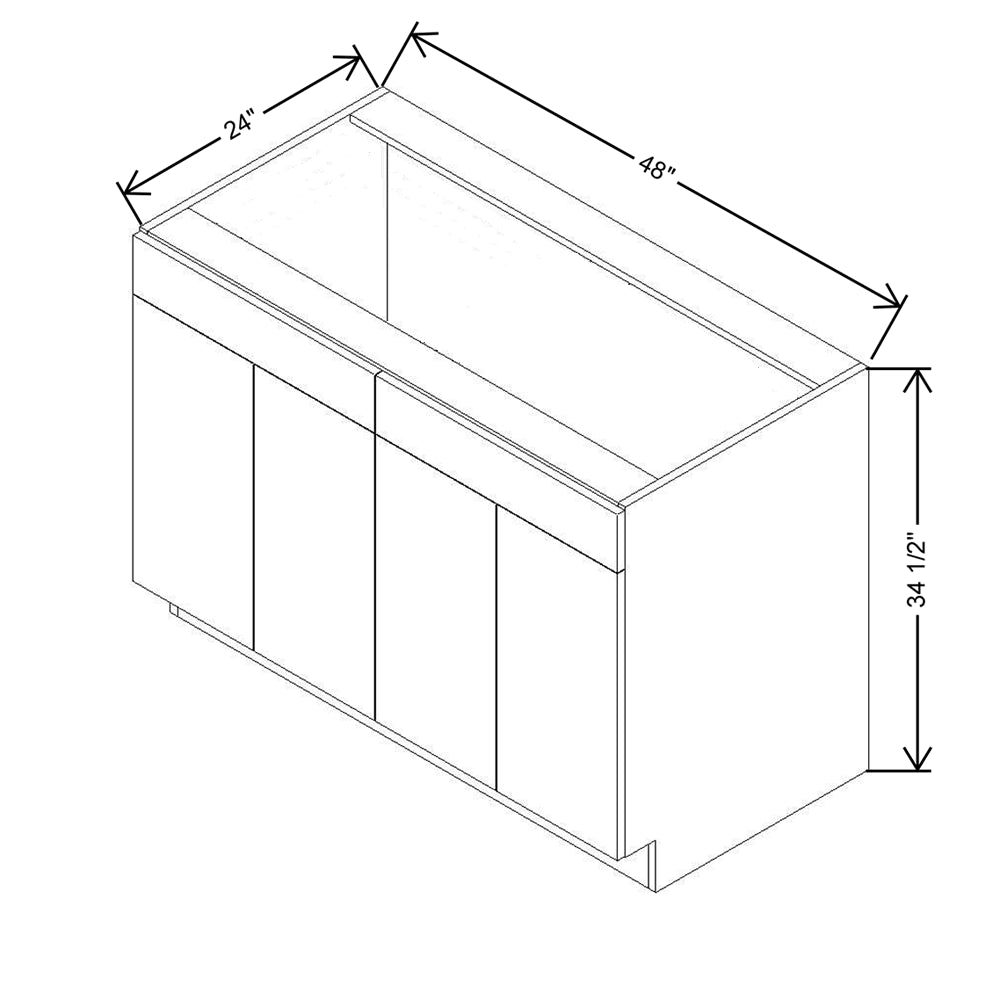 CNC Country Oak Honey 48" W 2 Drawer Front Four Door Sink Base Cabinet