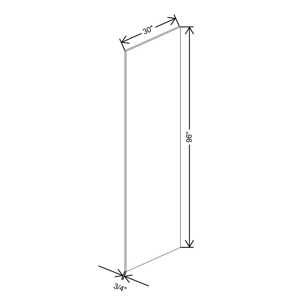 CNC Luxor 5-Piece White 3/4" W X 96" H X 30" D Refrigerator End Panel