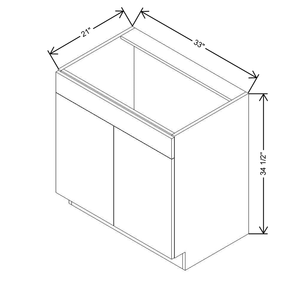 CNC Classic Milano Sunset 33" W x 34 1/2" H X 21" D Double Door Vanity Sink Base Cabinet