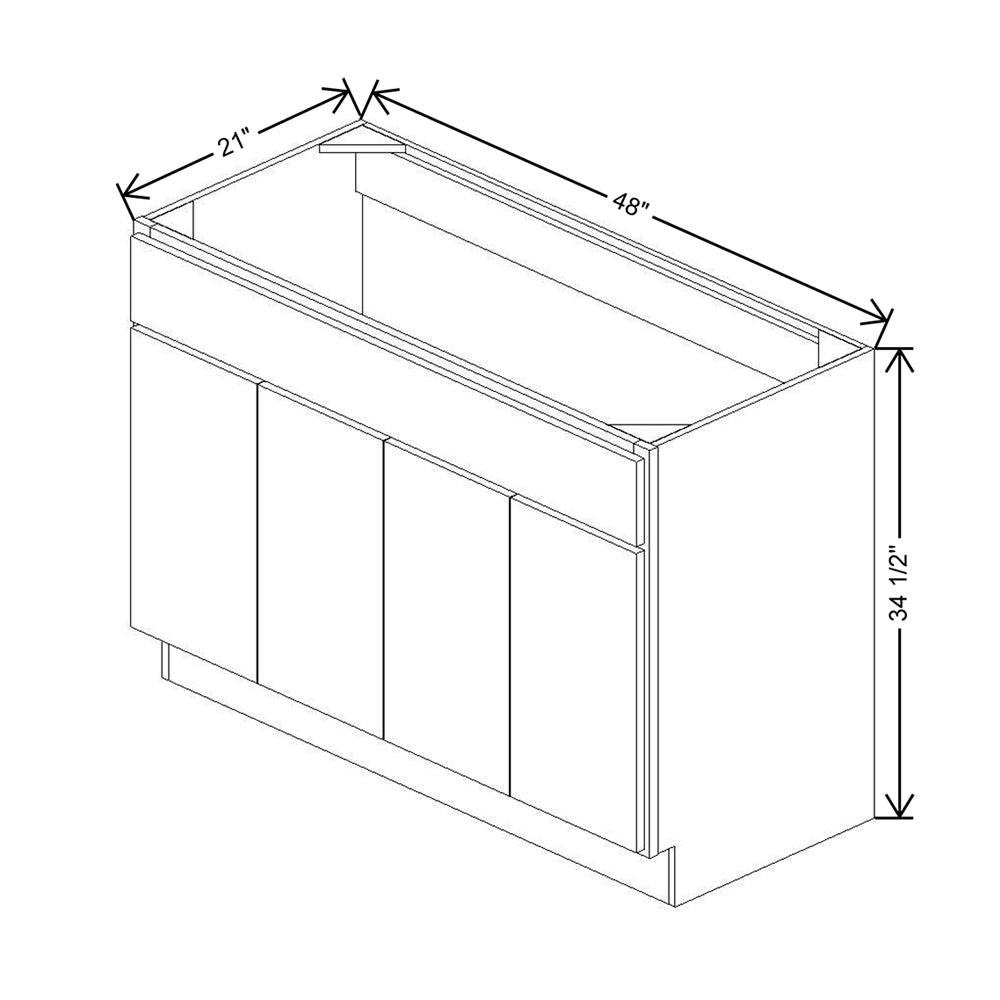 CNC Luxor White 48" W Four Door Vanity Sink Base Cabinet