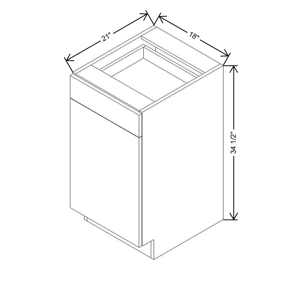CNC Luxor 5-Piece White 18" W Single Door Vanity Base Cabinet