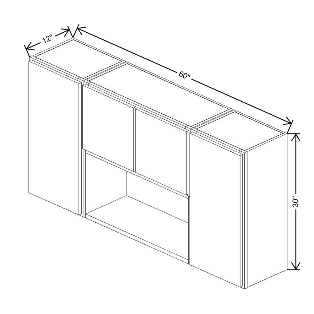 CNC Luxor 5-Piece White 60" W X 30" H Open Wall Cabinet