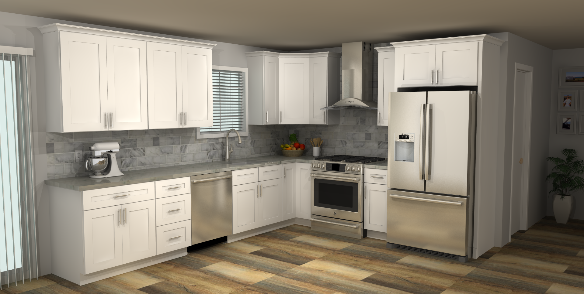 Modern White L-Shaped 12x12 Full Kitchen Set – PracticalCabinets