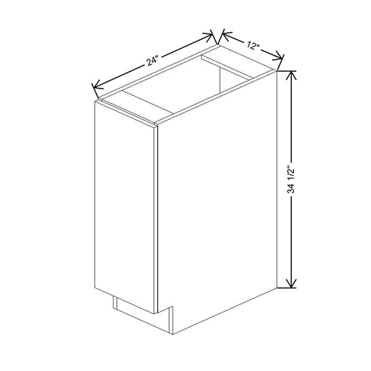 CNC Classic Milano Polar White 12" W Full Height Single Door Base Cabinet W/ 2 Pullout Shelf