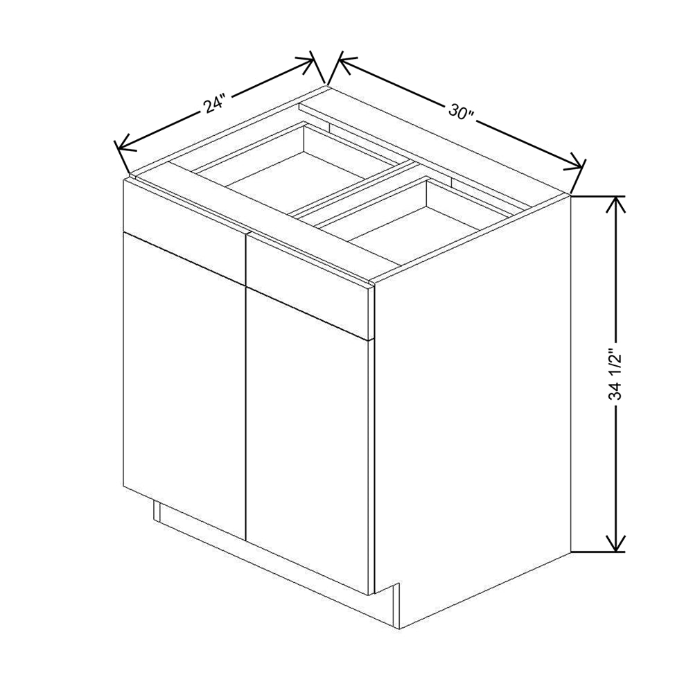 CNC Classic Milano Polar White 30" W 2 Drawer Double Door Base Cabinet