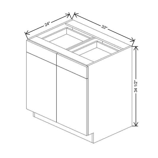 CNC Luxor Misty Grey 33" W 2 Drawer Double Door Base Cabinet