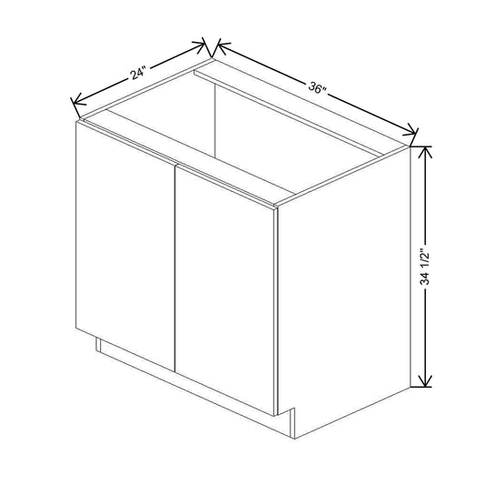 CNC Classic Broadway Cotton 36" W Full Height Double Door Base Cabinet W/ 2 Pullout Shelf