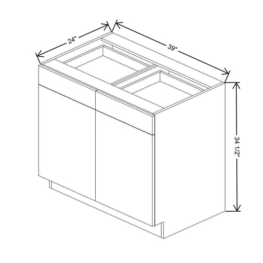 CNC Classic Highland White 39" W 2 Drawer Double Door Base Cabinet