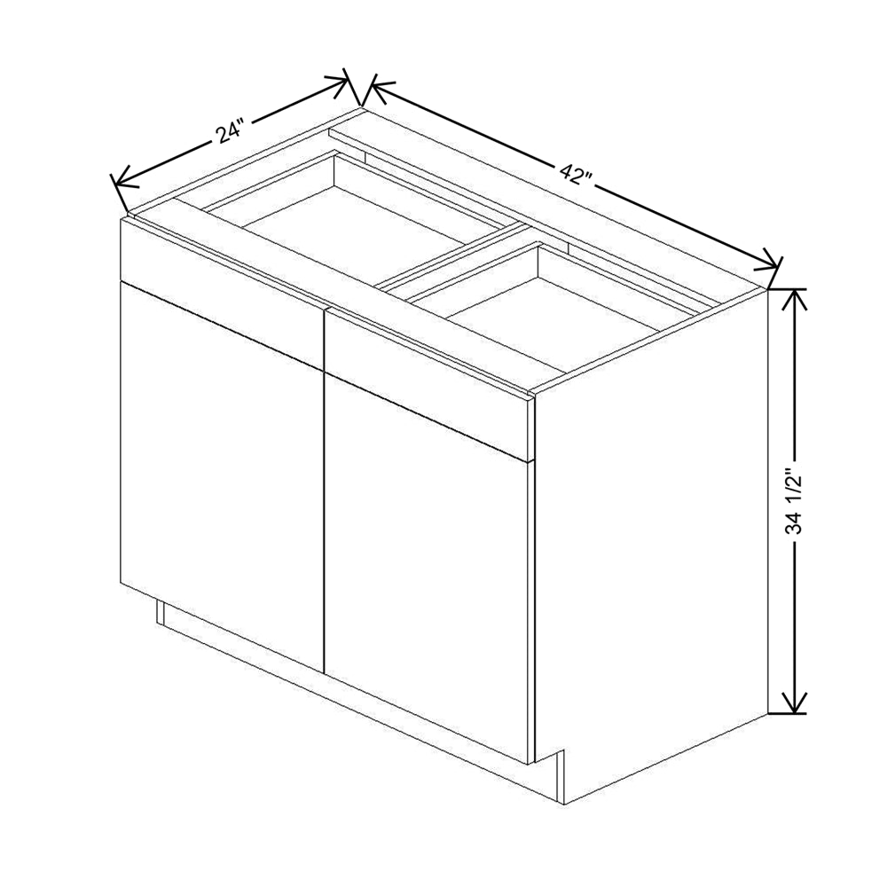 CNC Classic Broadway Coastal 42" W 2 Drawer Double Door Base Cabinet