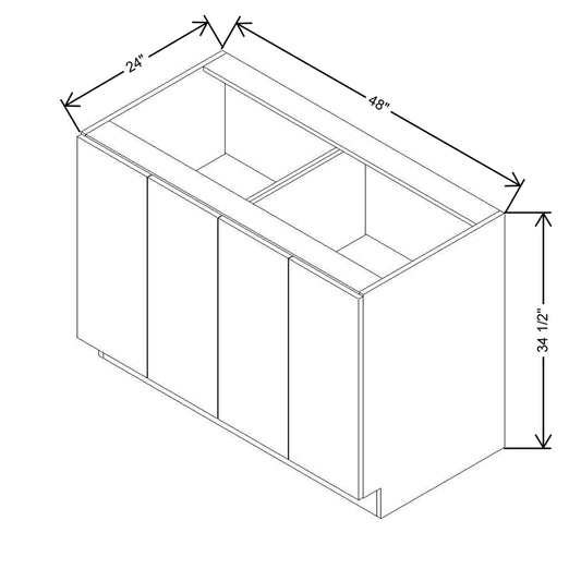 CNC Concord Newport White 42" W Full Height Four Door Base Cabinet W/ 2 Pullout Shelf