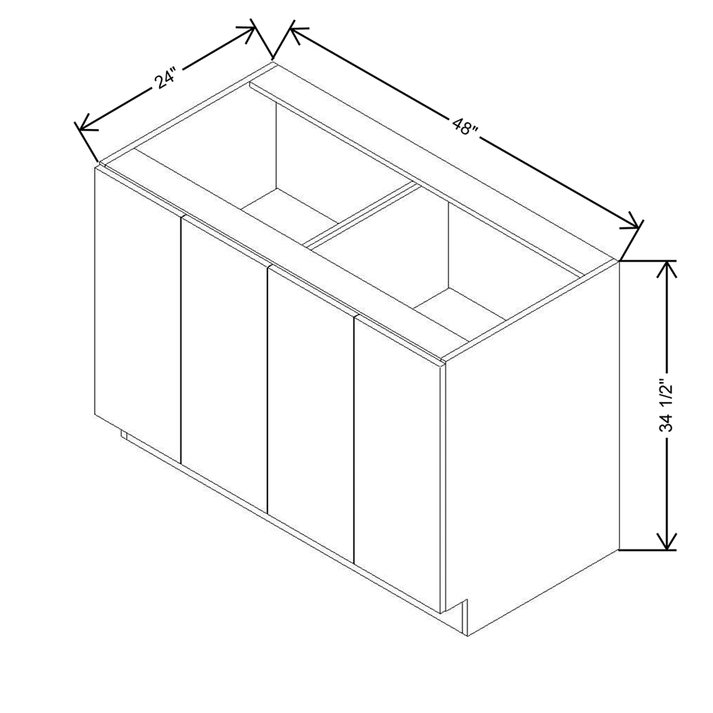 CNC Luxor 5-Piece White 48" W Full Height Four Door Base Cabinet W/ 4 Pullout Shelf