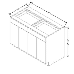 CNC Concord Park Ave White 48" W 2 Drawer & Four Door Base Cabinet W/ 4 Pullout Shelf