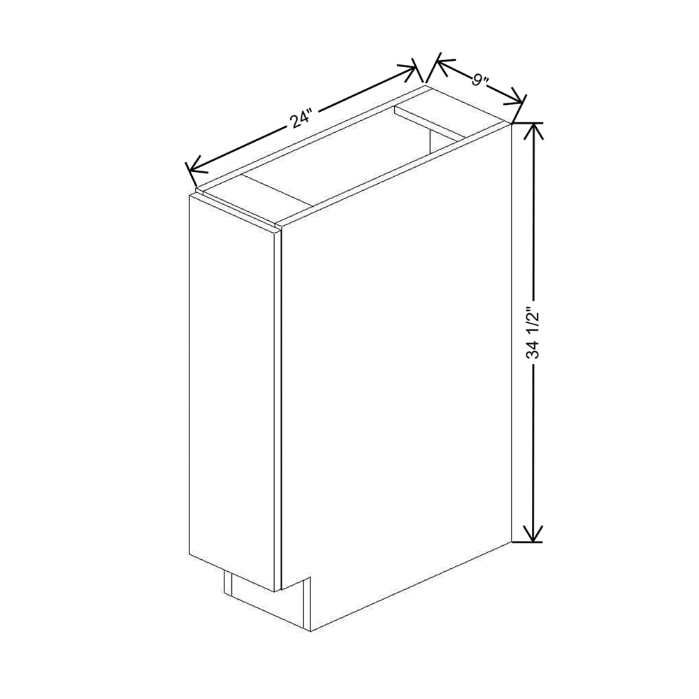 CNC Concord Elegant White 09" W Full Height Single Door Base Cabinet