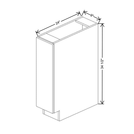CNC Luxor White 09" W Full Height Single Door Base Cabinet