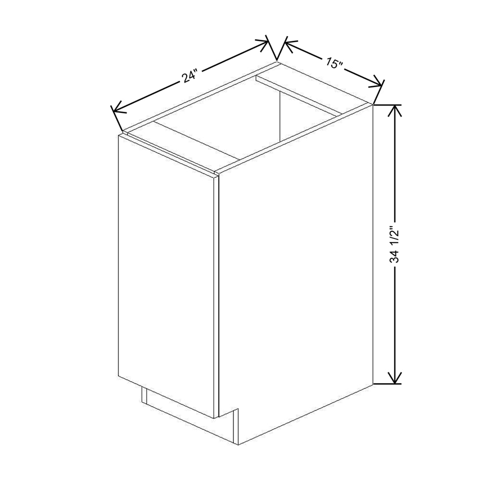 CNC Concord Park Ave White 15" W Full Height Single Waste Basket Cabinet