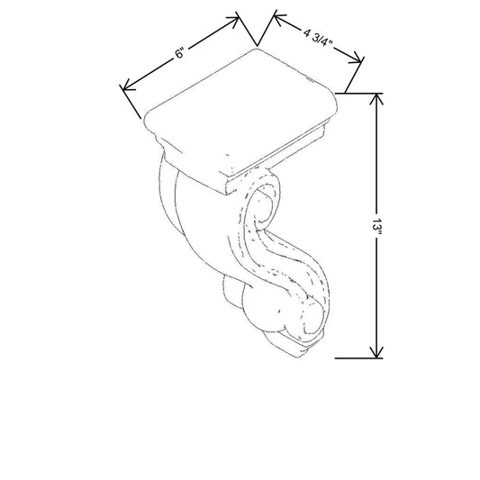CNC Concord Newport White 4 3/4" W X 13" H X 6" D Corbel
