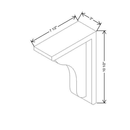 CNC Luxor White 3" W X 7 1/2"  H X 10 1/2" D Corbel