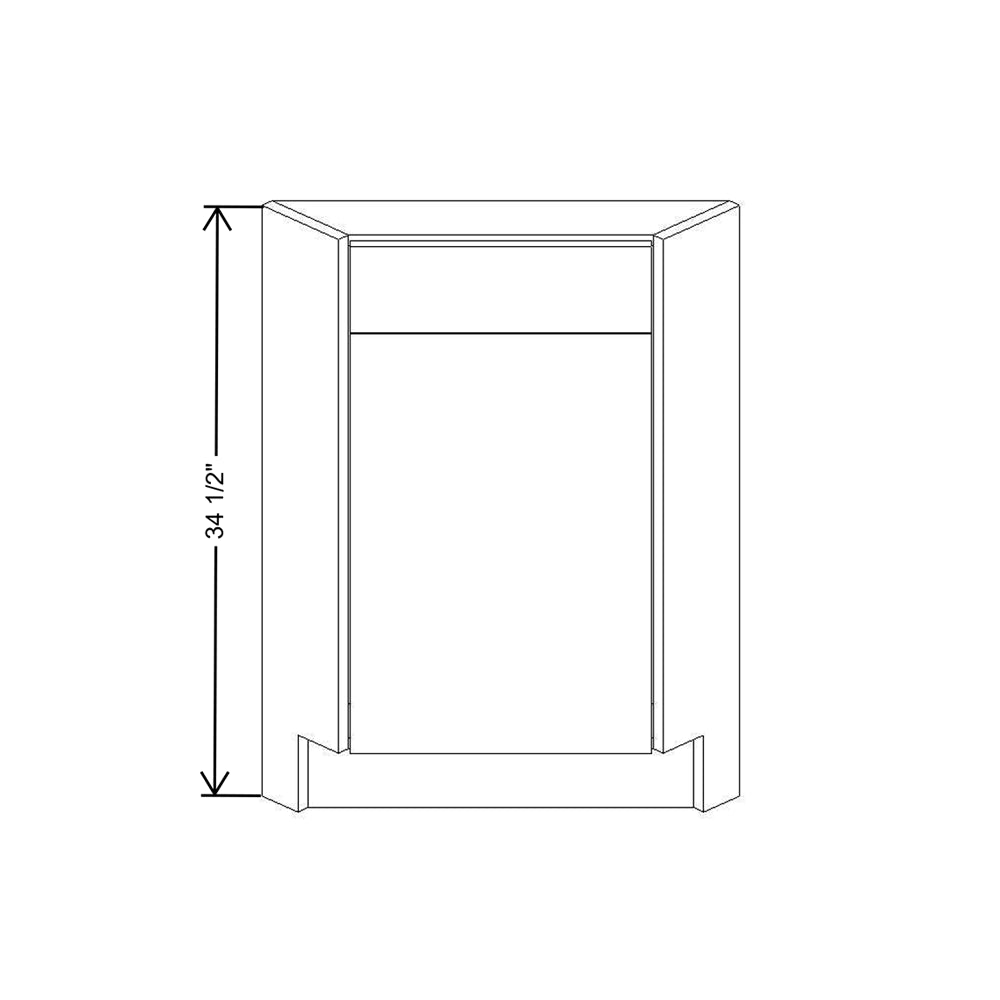 CNC Country Oak Honey 36" W Diagonal Corner Sink Front