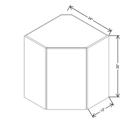 CNC Country Oak Honey 24" W X 30" H Diagonal Corner Wall Cabinet