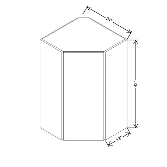 CNC Country Oak Honey 24" W X 42" H Diagonal Corner Wall Cabinet