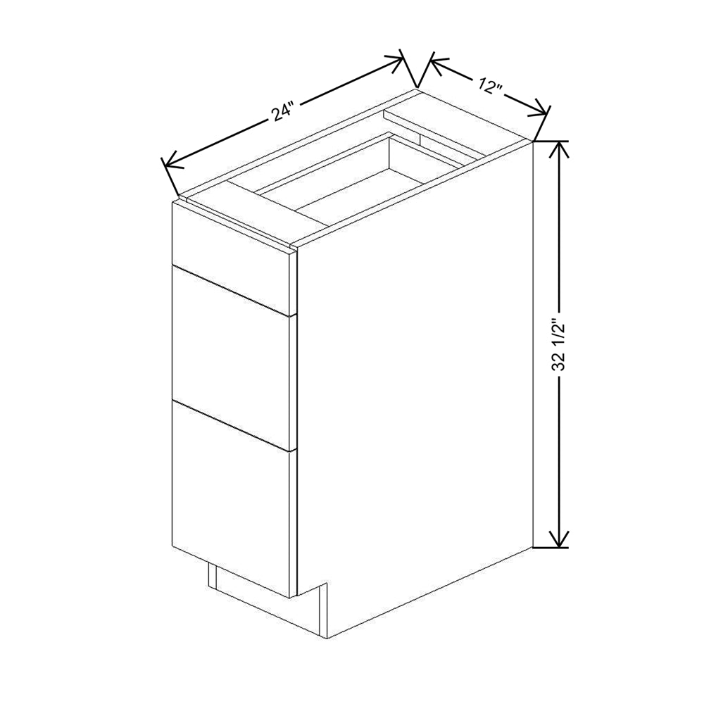 CNC Classic Milano Sand 12" W X 32 1/2" H 3 Drawer Base Cabinet