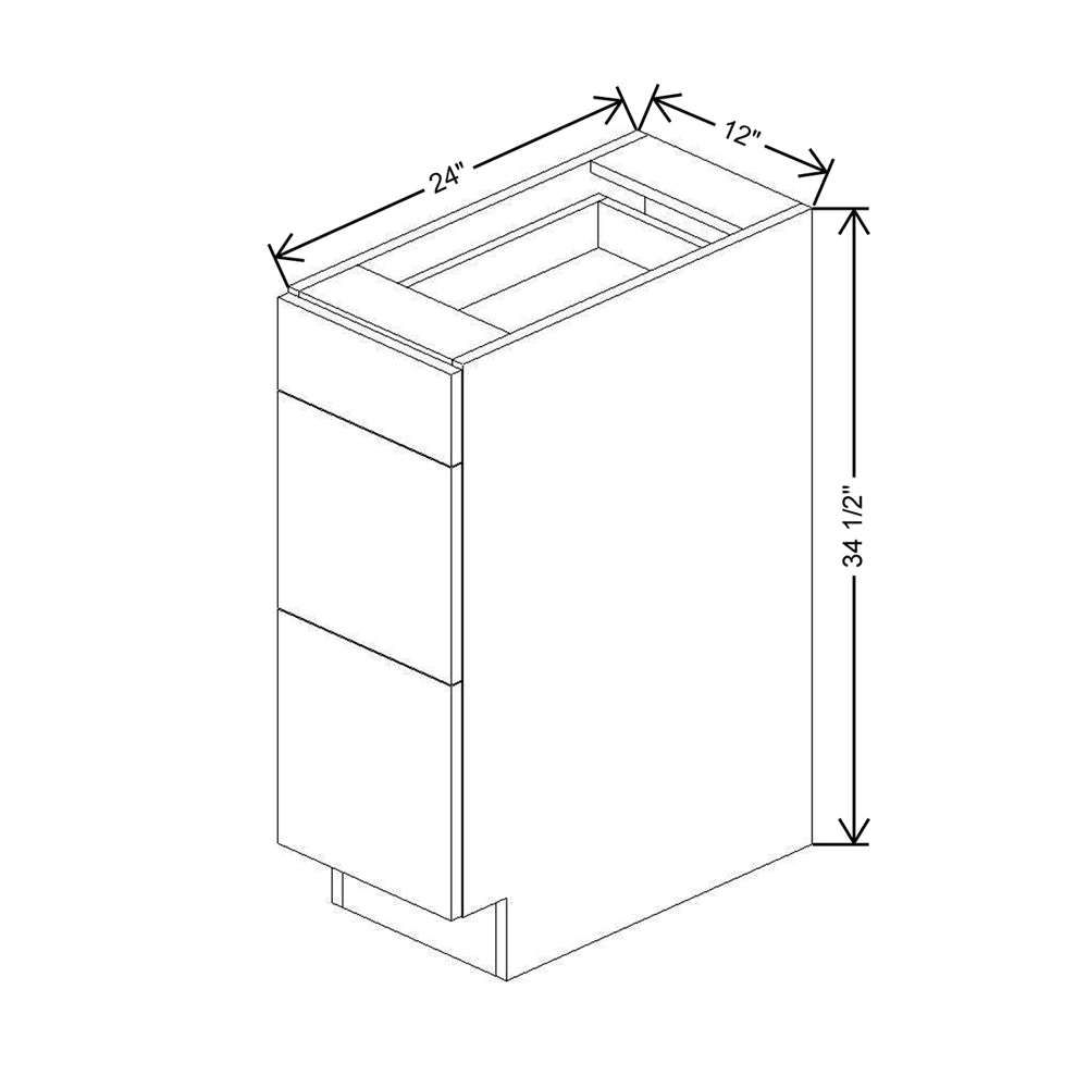 CNC Classic Milano Dune 12" W 3 Drawer Base Cabinet