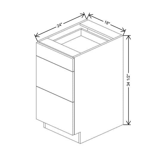 CNC Concord Park Ave White 18" W 3 Drawer Base Cabinet