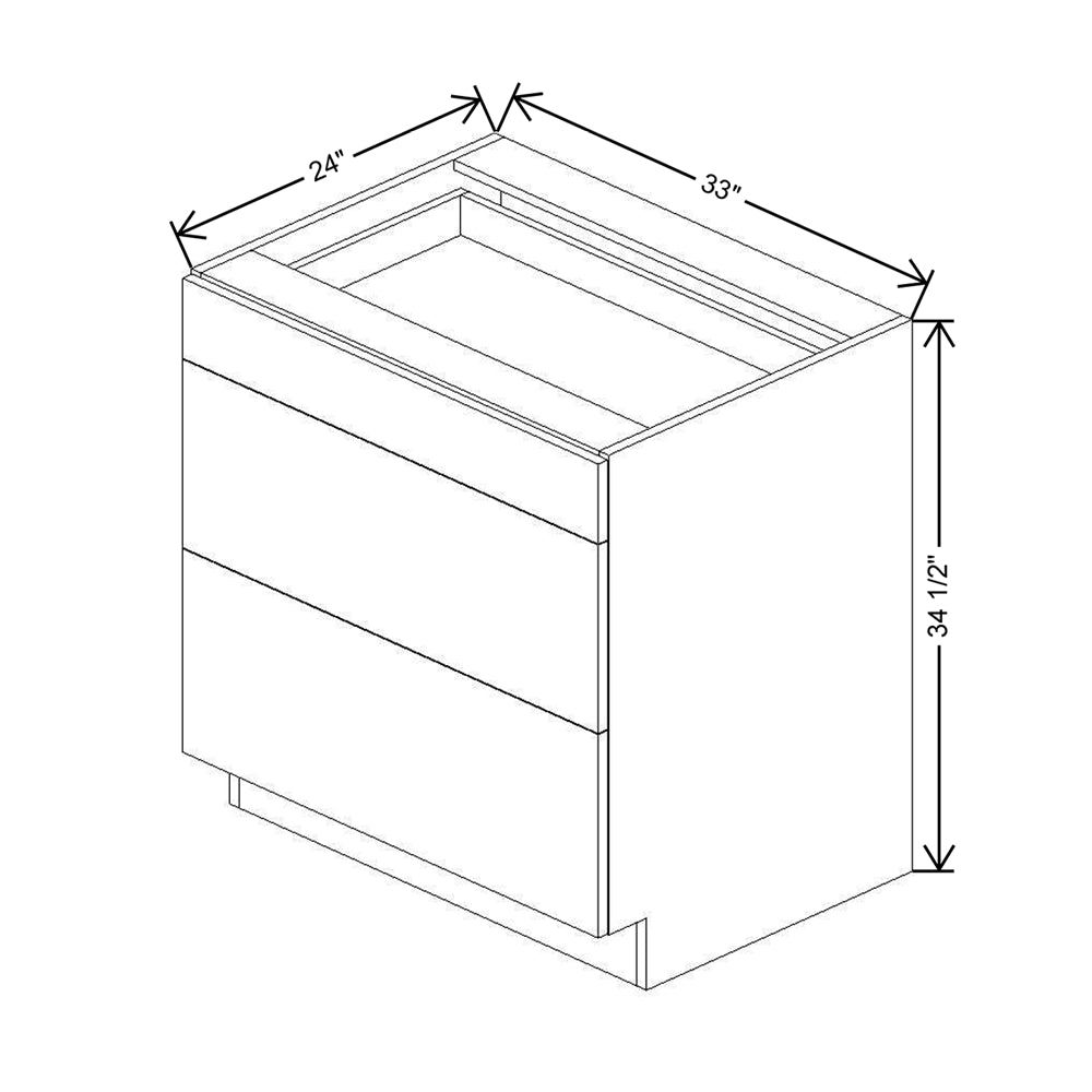 CNC Classic Broadway Coastal 33" W 3 Drawer Base Cabinet