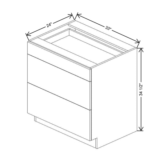 CNC Classic Broadway Graphite 33" W 3 Drawer Base Cabinet