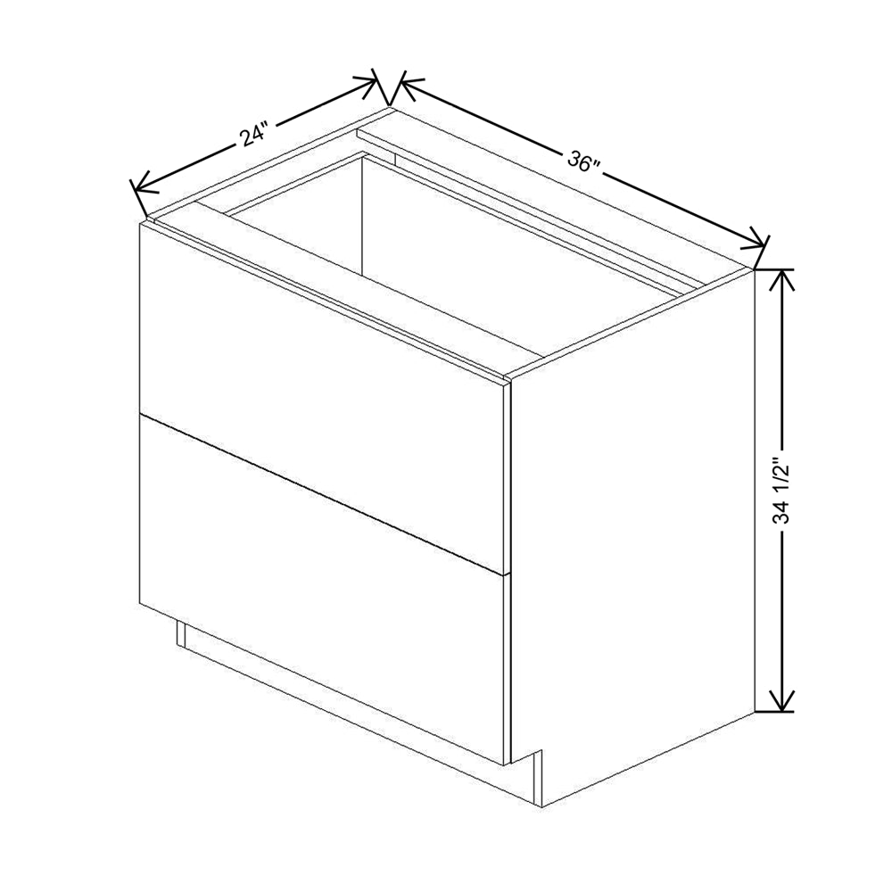CNC Concord Elegant Ocean 36" W 2 Drawer Base Cabinet