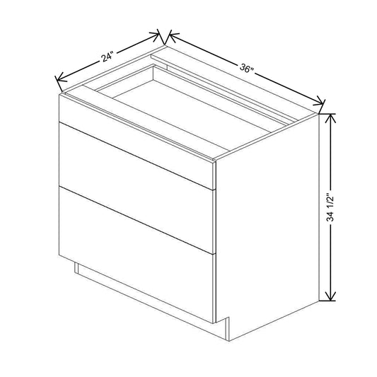 CNC Classic Milano Autumn 36" W 3 Drawer Base Cabinet