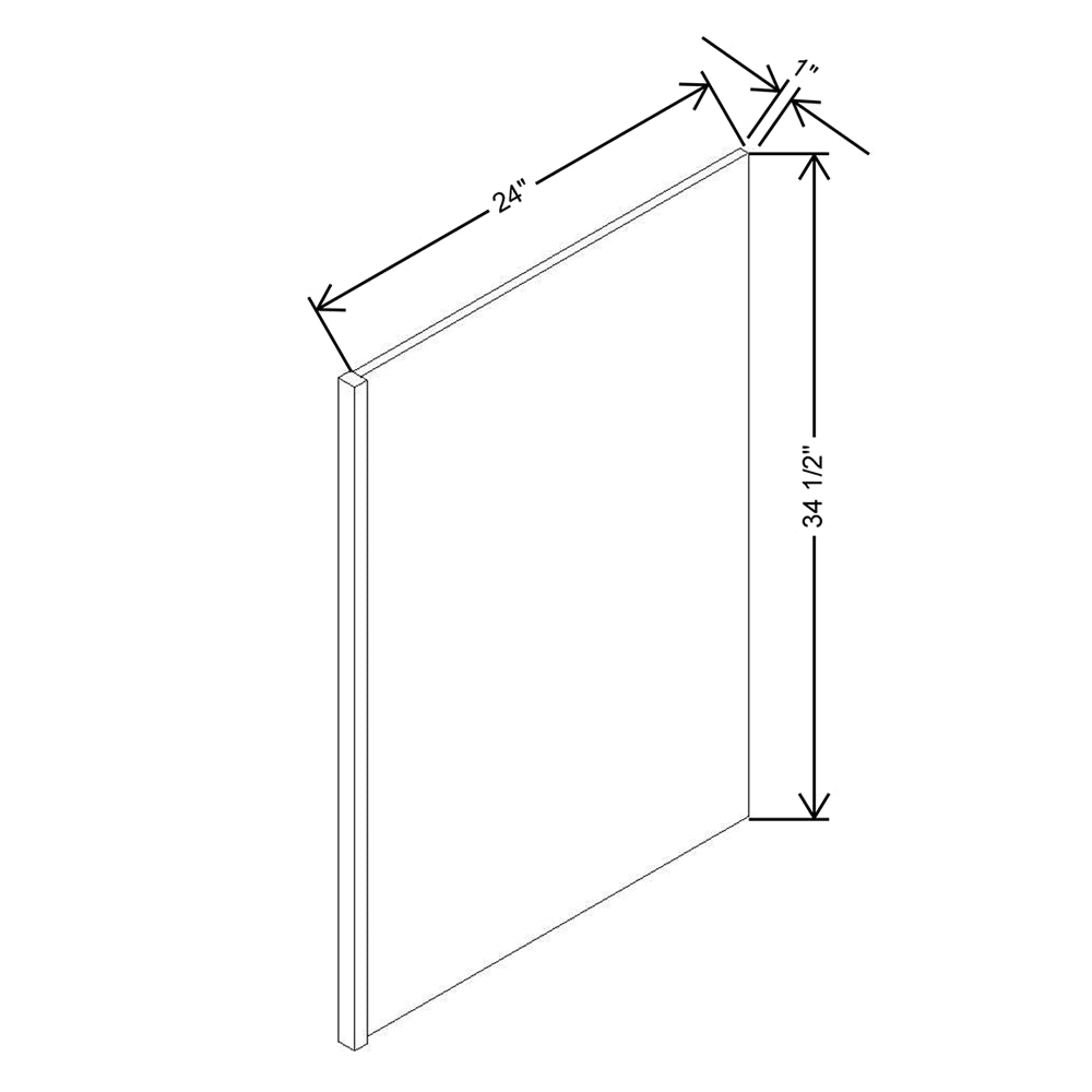 CNC Luxor White 1/2" W X 34 1/2" H X 24" D Base End Panel