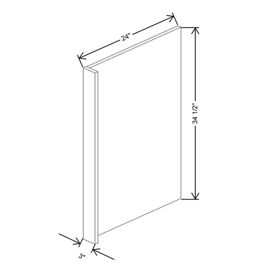 CNC Luxor 5-Piece White 3" W X 34 1/2" H X 24" D Base End Panel
