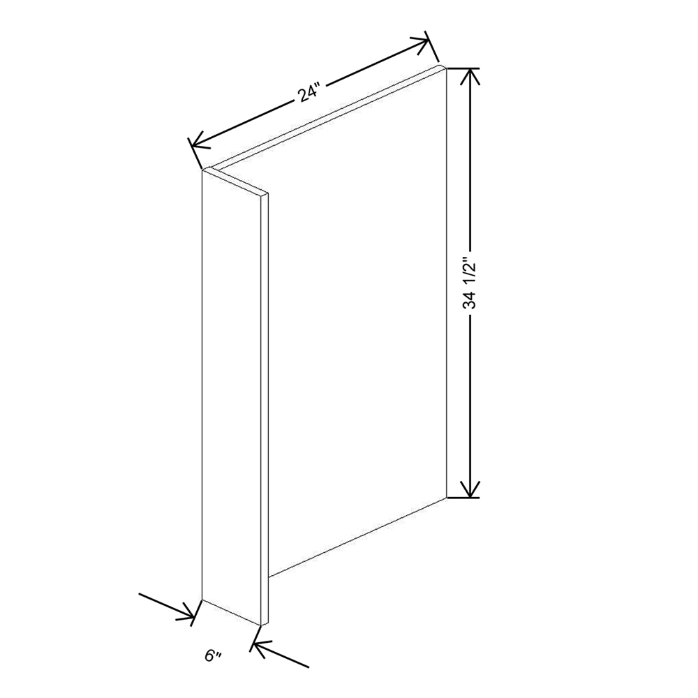 CNC Classic Highland White 6" W X 34 1/2" H Refrigerator & Dishwasher End Panel