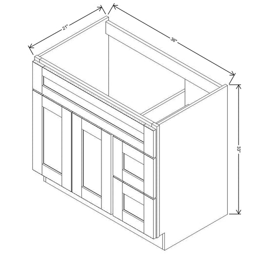 J&K Dove E1 Vanity Sink Combo 36" W x 33" H x 21" D