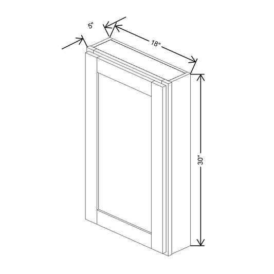 CNC Luxor White 18" W X 30" H Single Door Medicine Cabinet
