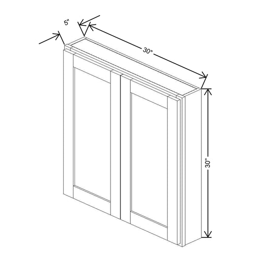 CNC Luxor 5-Piece White 30" W X 30" H Double Door Medicine Cabinet