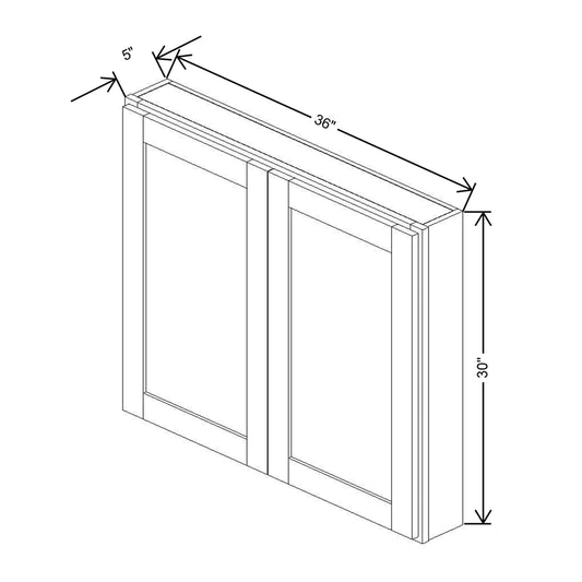 CNC Luxor White 36" W X 30" H Double Door Medicine Cabinet