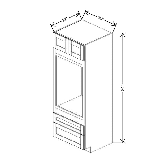 J&K White Shaker S8 Single Oven w/Two (2) Bottom Drawers 30" W x 84" H x 27" D